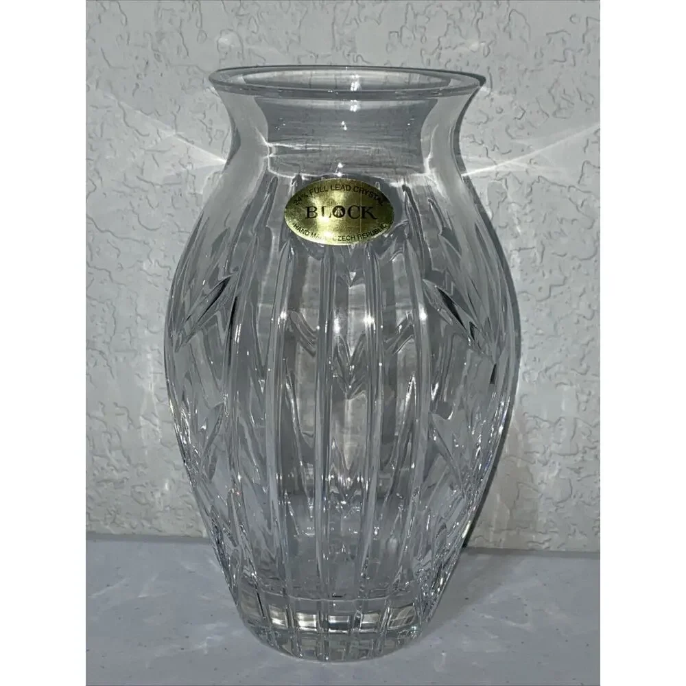 Block‎ Olympic 7” Rose Vase 24% Full Lead Crystal Hand Made In Czech Republic